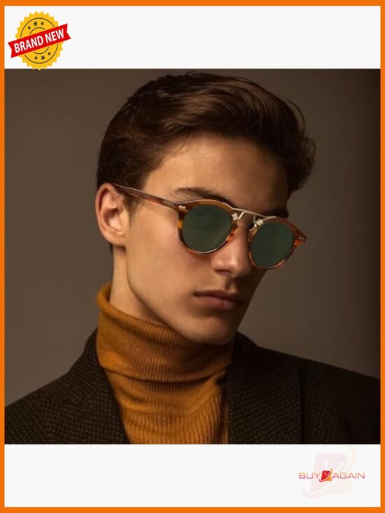 Retro Double Bridge Round Sunglasses for Women UV400 Polarized main image 7